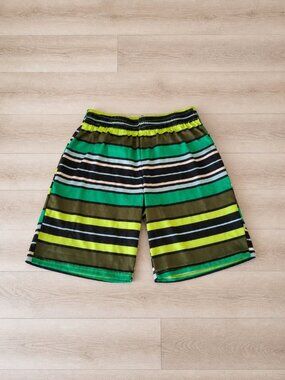 Cat & Jack Boys' Striped Shorts - Lime Green and Black size L (10-12)